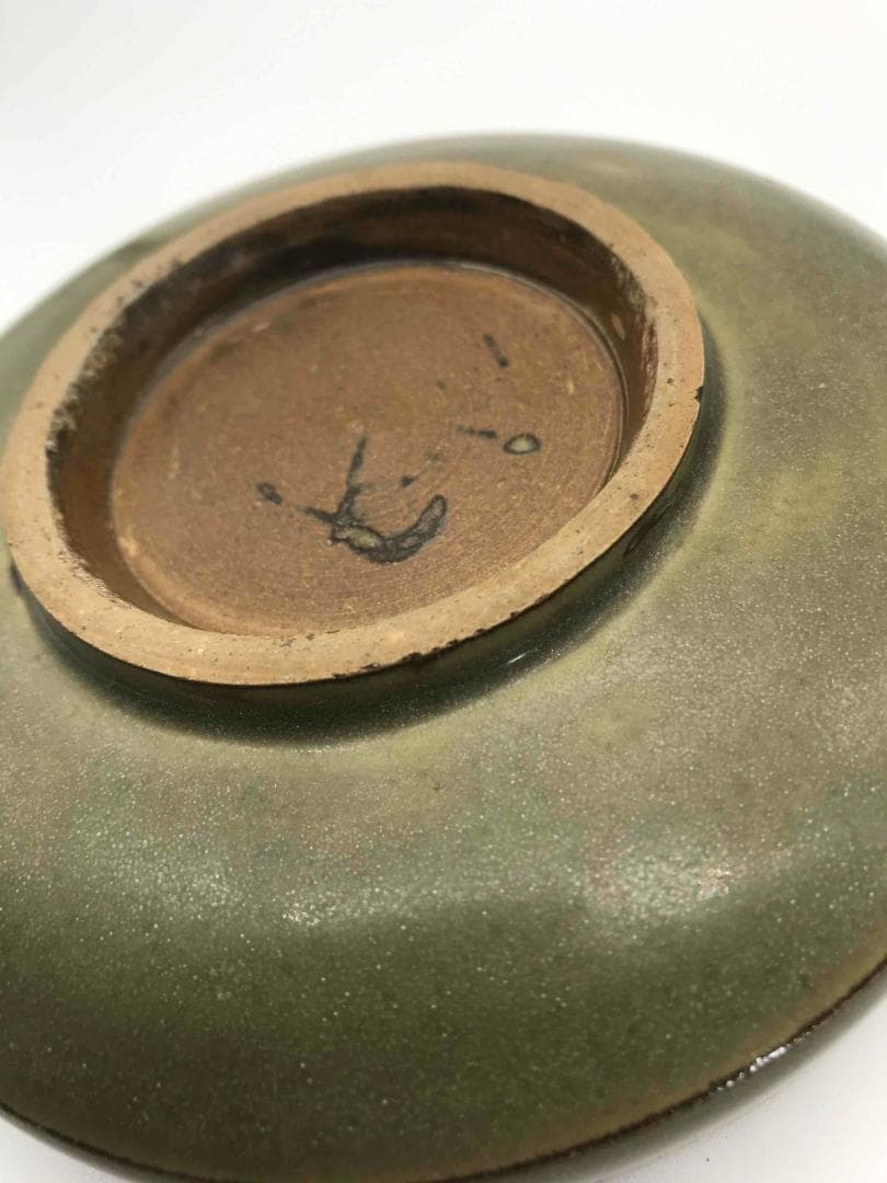 北宋～金時代 青磁貼花唐草紋合子 文房香合 耀州窯 朱泥