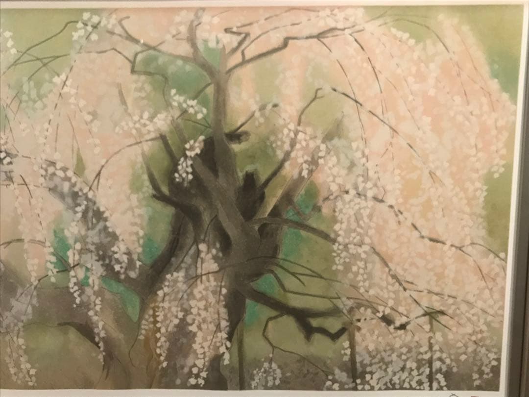 荒井孝 「滝桜」 リトグラフ 直筆サイン・落款・エディション・作品
