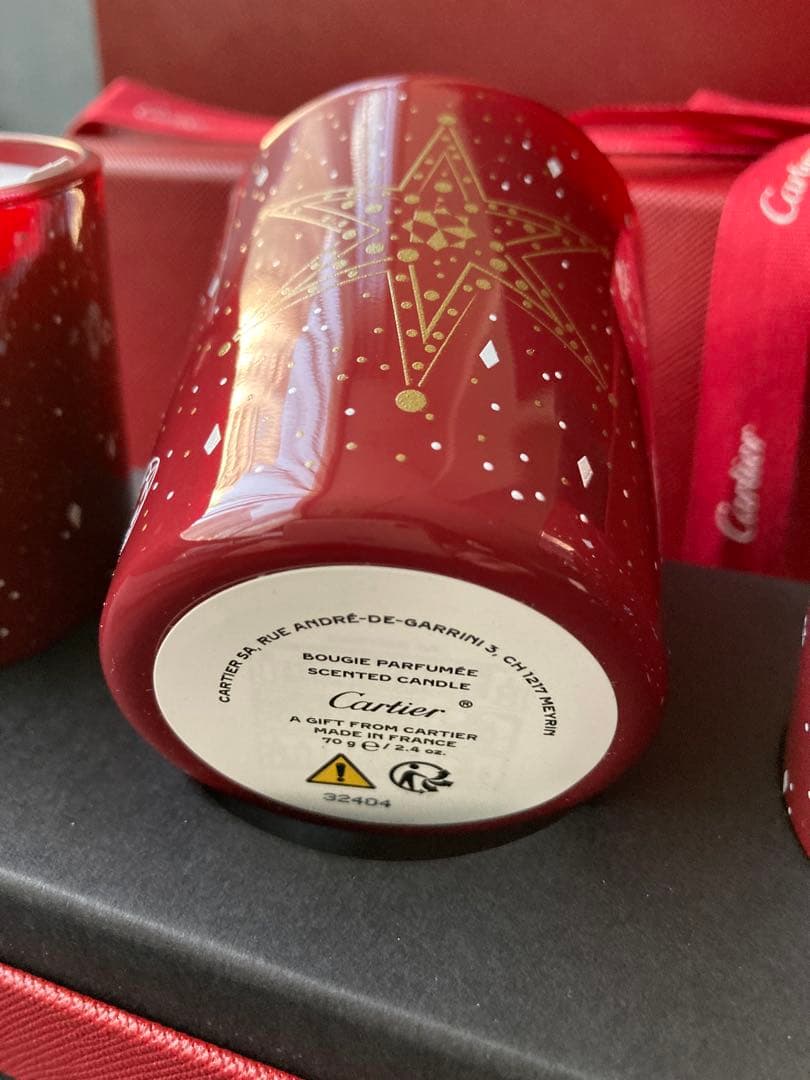 3個 リボン付き Cartier カルティエ 非売品 アロマキャンドル ろうそく