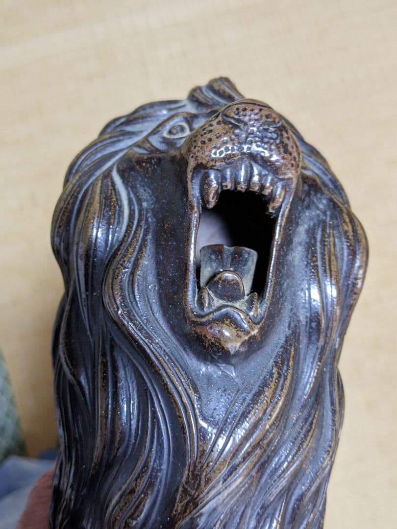 ♦風水獅子 ライオン置物 富 金運 財運 縁起物飾り 国内作家作品 古美術骨董品