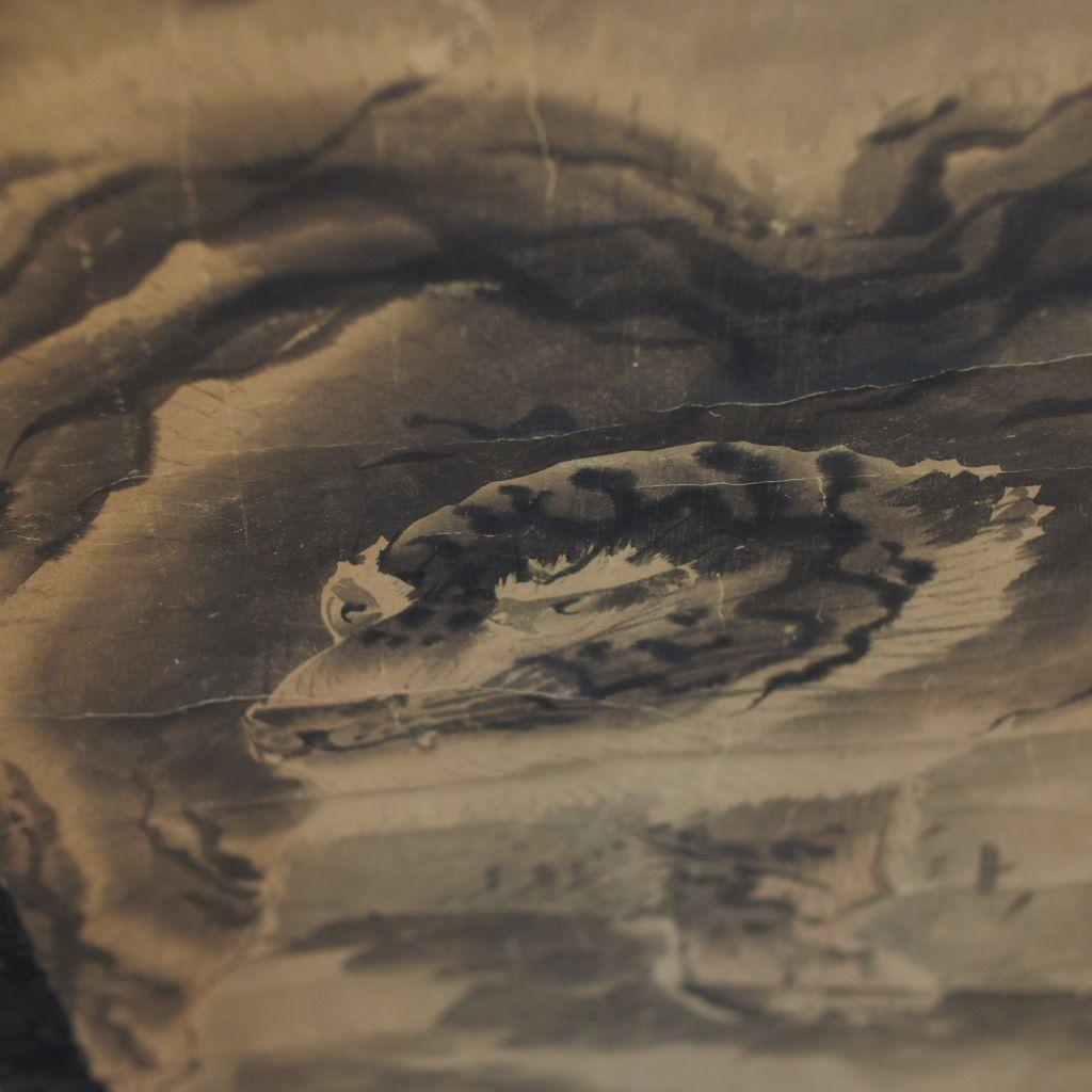 竹と虎の掛け軸 骨董 古美術 古道具 竹製掛け軸 刺繍 絵画 竹細工 虎