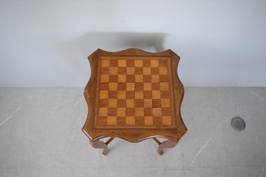 英国アンティーク木製チェステーブル/サイドテーブル机/飾り棚花台(89-198)