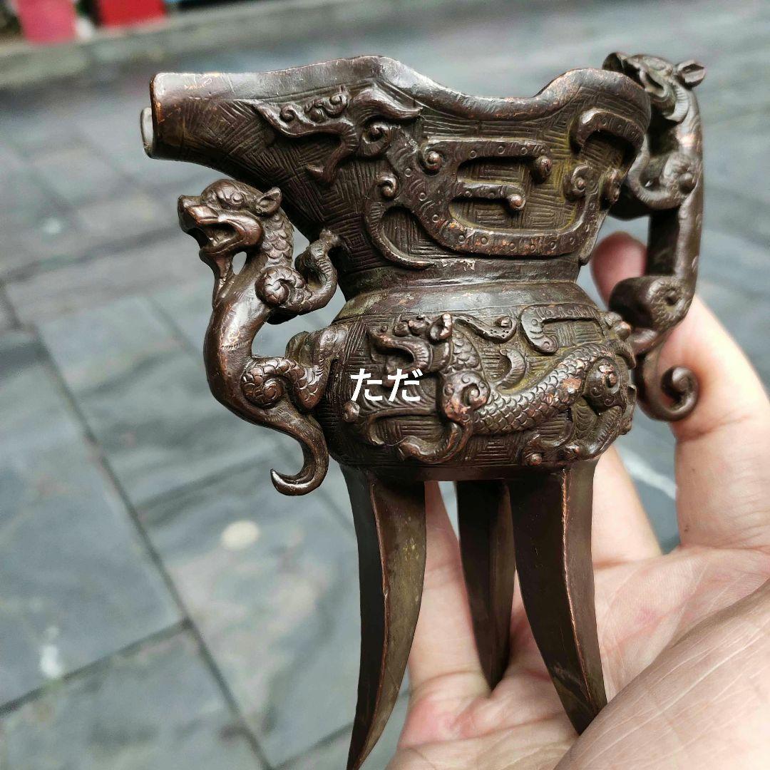 銅器 瑞獣爵杯 玄関 博古架 茶道具 装飾品 工芸品 置物 - メルカリ