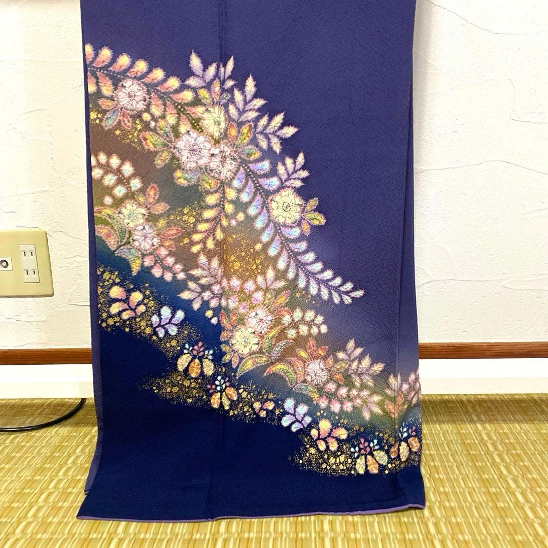 着物-辻が花着物122桐屋翠山工房本格辻が花深藍紫に幻想の