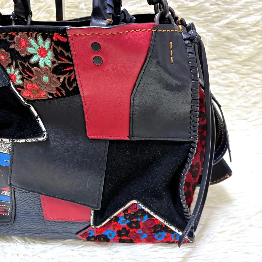 希少 COACH コーチ ローグ30 グラブタンレザー パッチワーク 2way