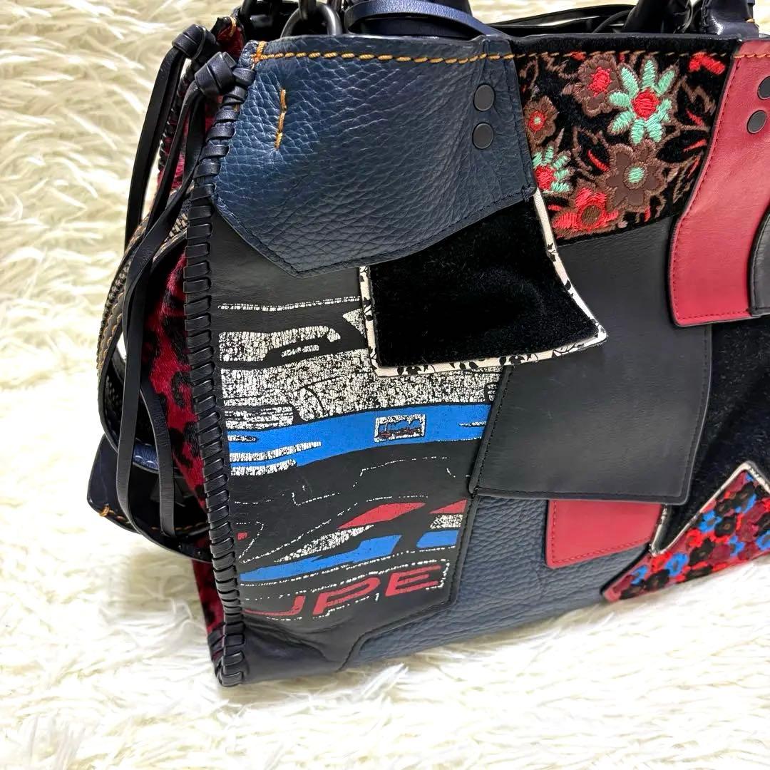 希少 COACH コーチ ローグ30 グラブタンレザー パッチワーク 2way
