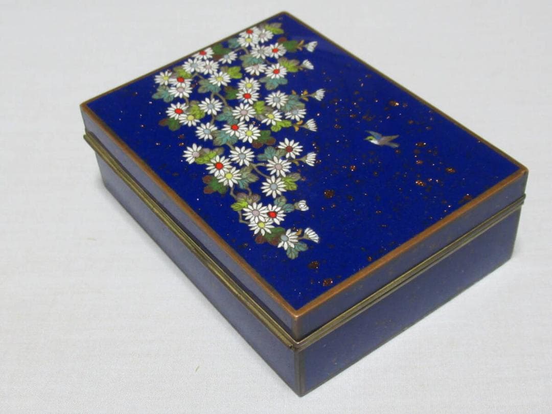 美品 希少 大正時代◇京七宝 稲葉七宝 内銀鍍銀 外観(小鳥/