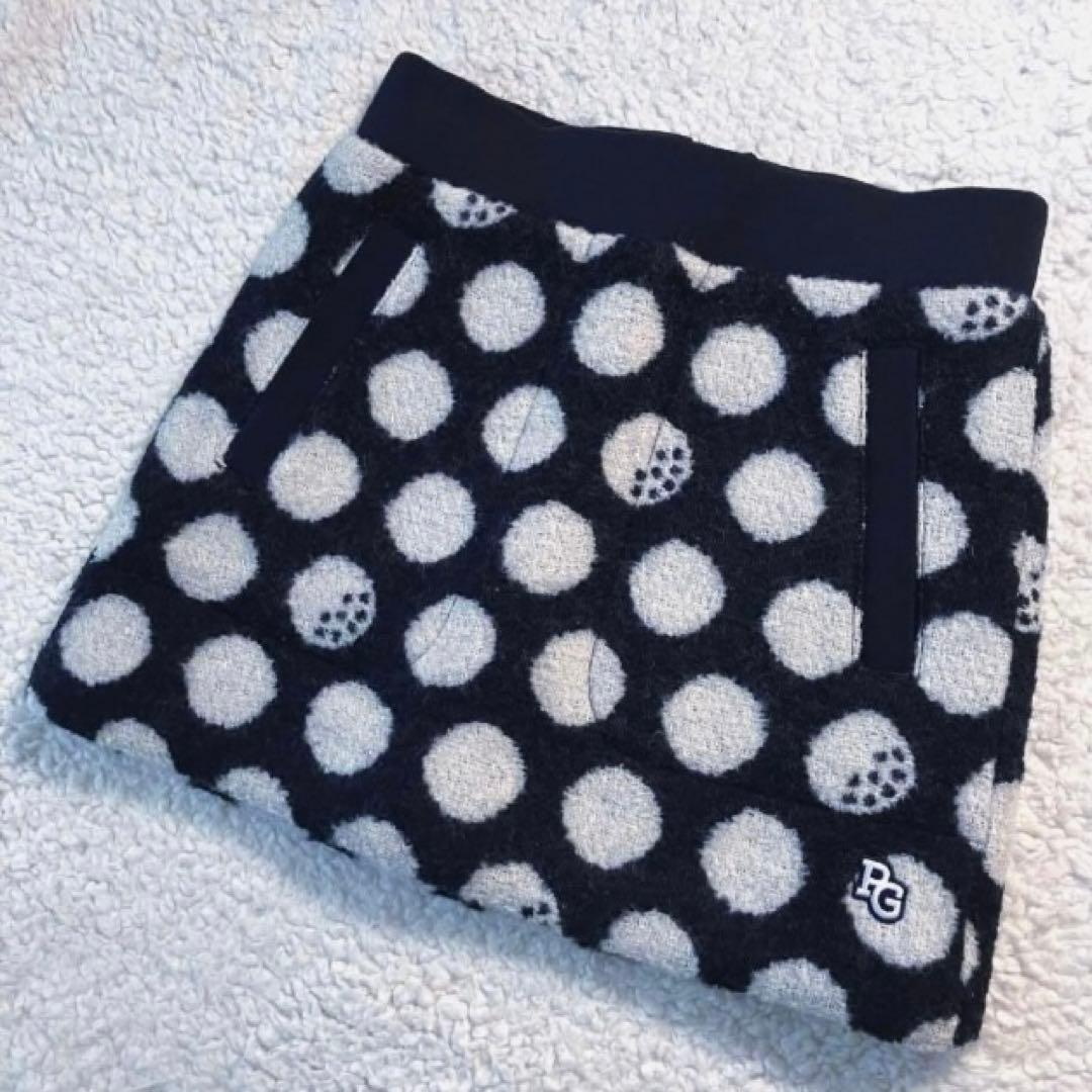 【新品】パーリーゲイツ　中綿リングチェックスカート BIGドット柄　1