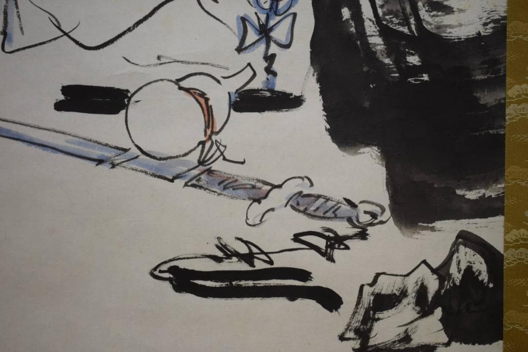 不詳/作者不詳/高士人物図/中国画/唐画/布袋屋掛軸HI-47