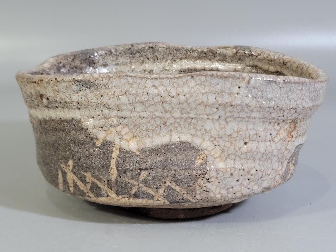 茶道具 鼠志野沓茶碗 時代物 古美術 DT457 美術品・アンティーク