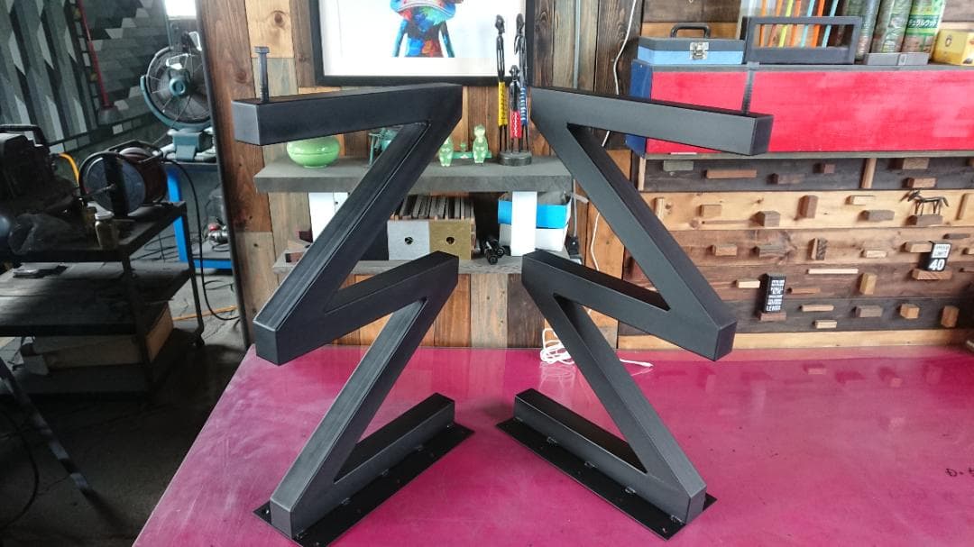 マットブラックでアイアンな極太鉄脚♪ 50×400×650mm ZZ型