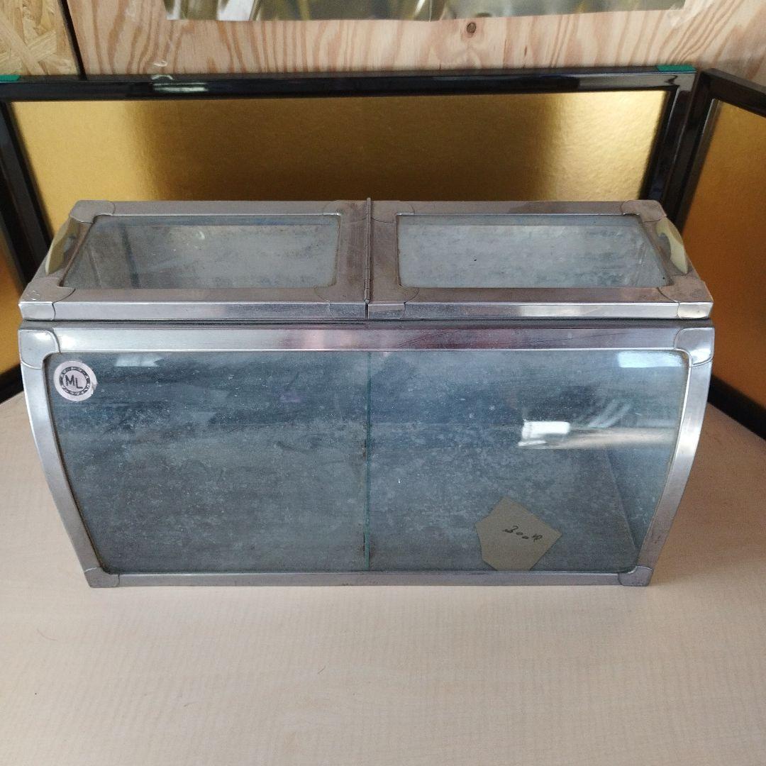 アンティークガラスケース MLロゴ付き レトロ駄菓子屋ケース