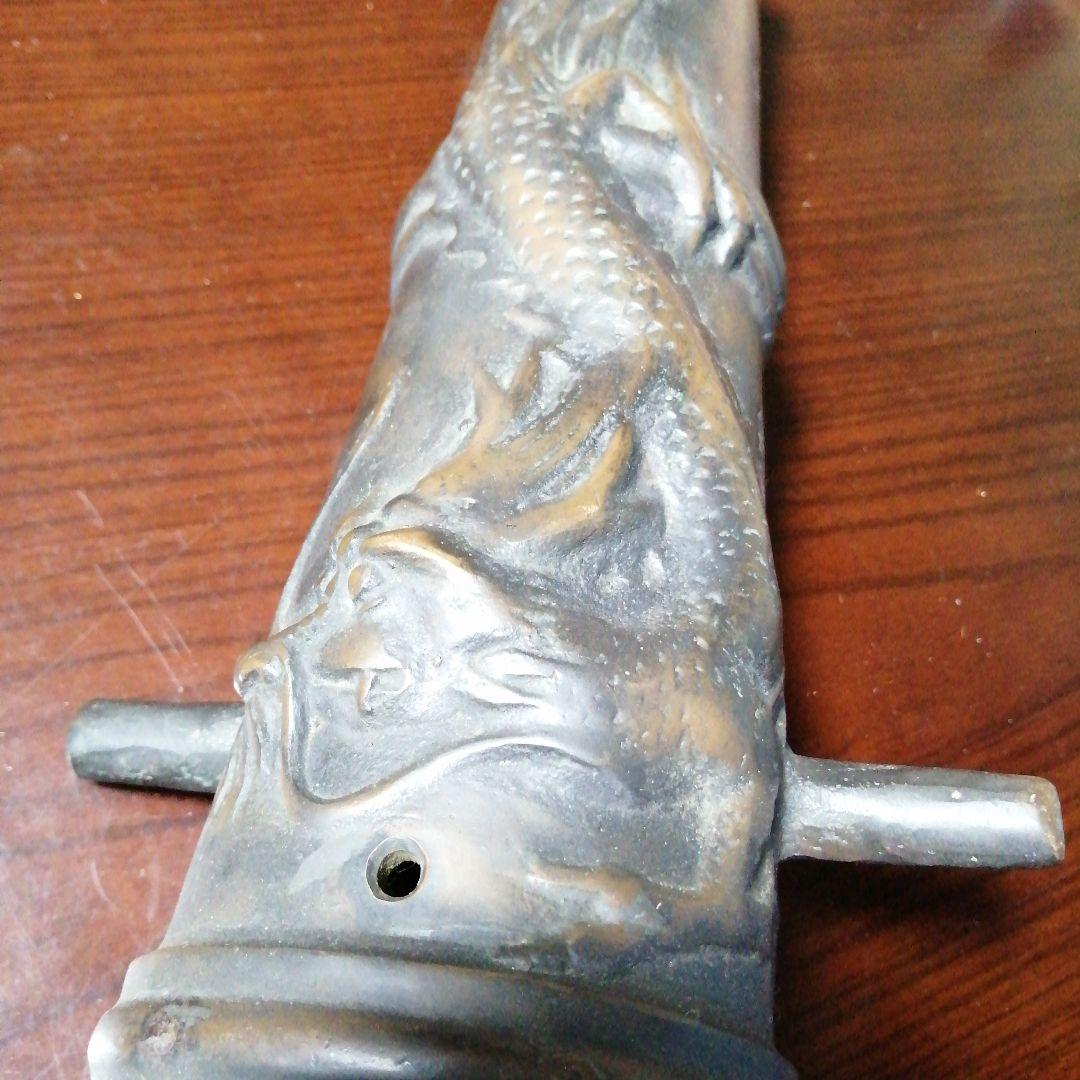 銅製 大砲形昇龍彫銅器 42cm 約5.9kg