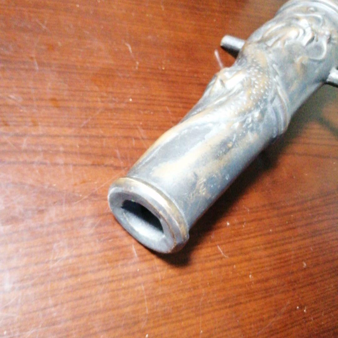 銅製 大砲形昇龍彫銅器 42cm 約5.9kg