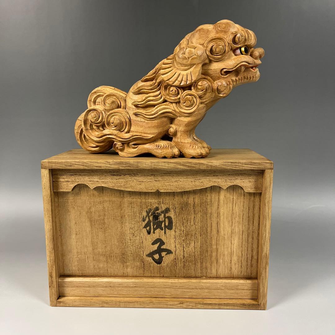 歳末特別セール［木彫 獅子］玉眼 唐獅子 社寺彫刻 だんじり 祭礼 箱