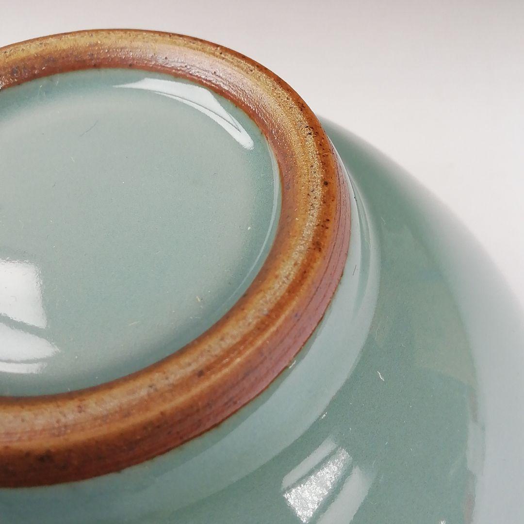 T375 茶碗 『青瓷 茶碗』『米沢久 造』 共箱 抹茶碗 茶道具