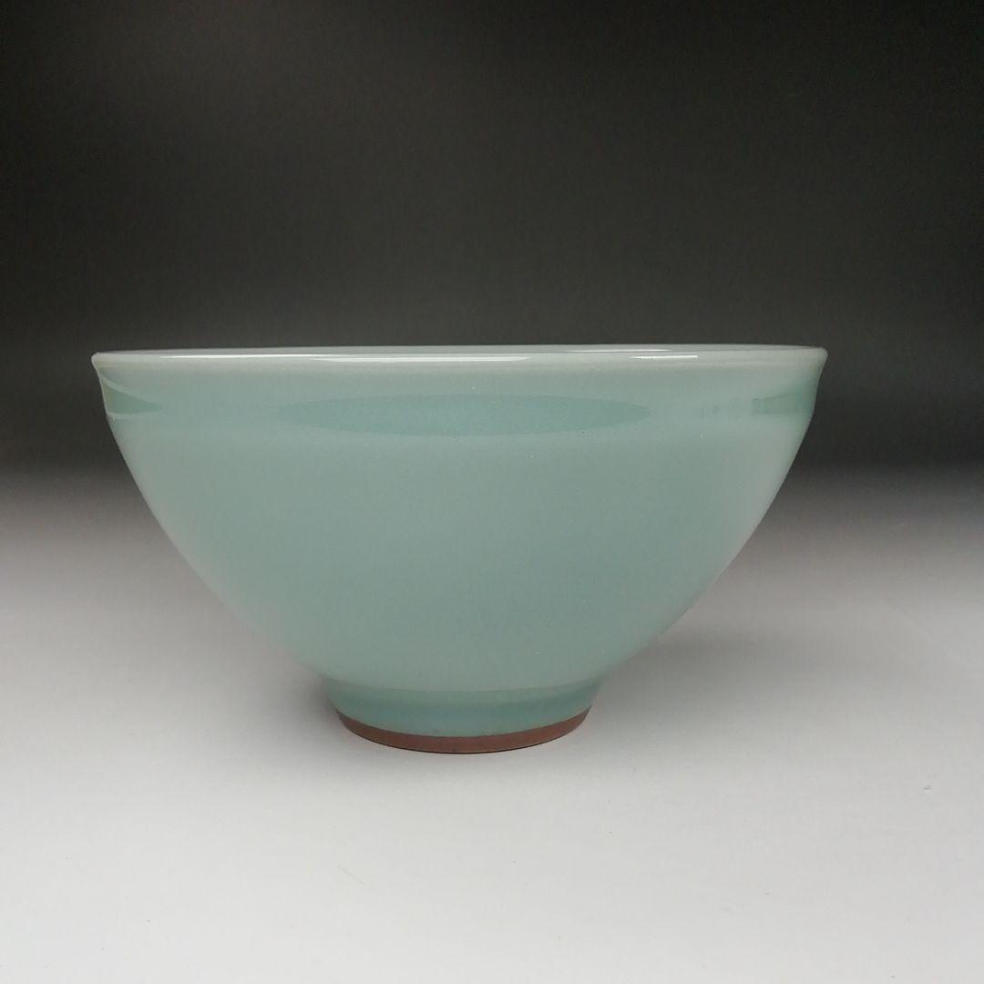 T375 茶碗 『青瓷 茶碗』『米沢久 造』 共箱 抹茶碗 茶道具