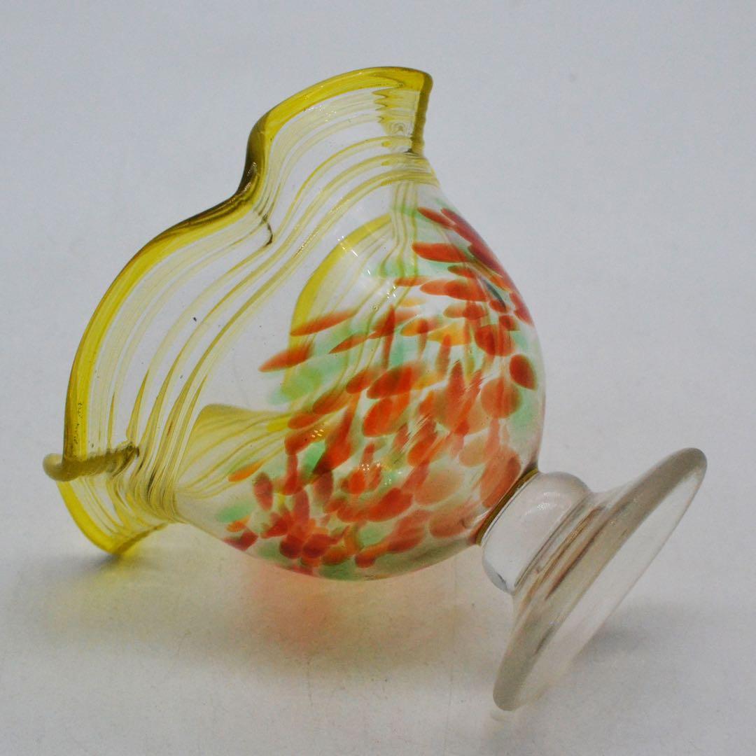 昭和レトロ 氷コップ 糸巻き 花吹雪 吹きガラス