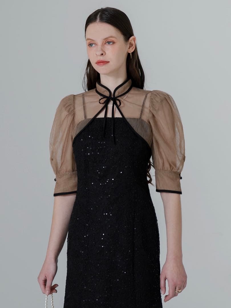 スパンコールボタニカルマーメイドボレロ2WAYワンピースドレス結婚式二次会成人式