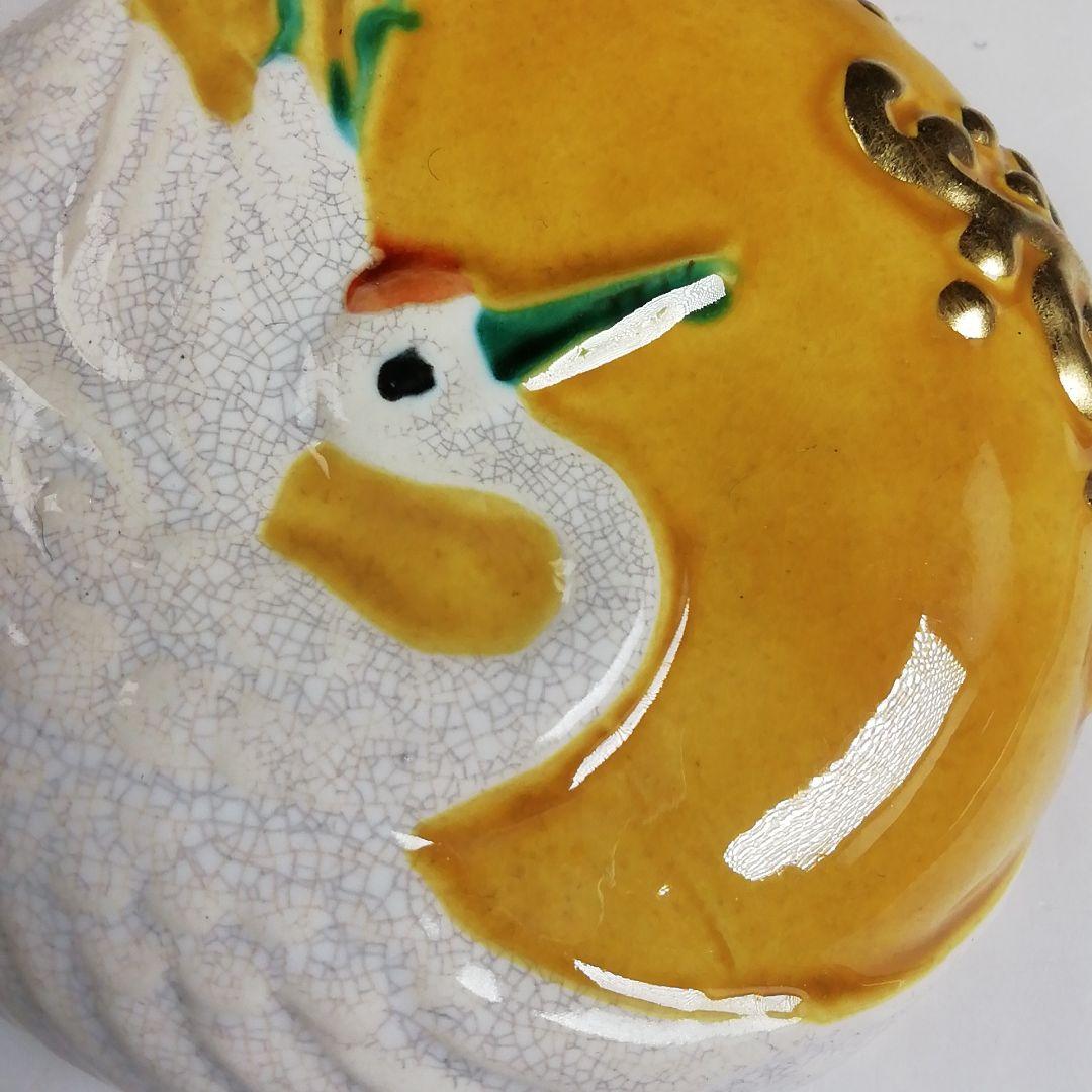 T383 香合 『交趾 鶴』『中村翠嵐 造』 共箱 茶道具