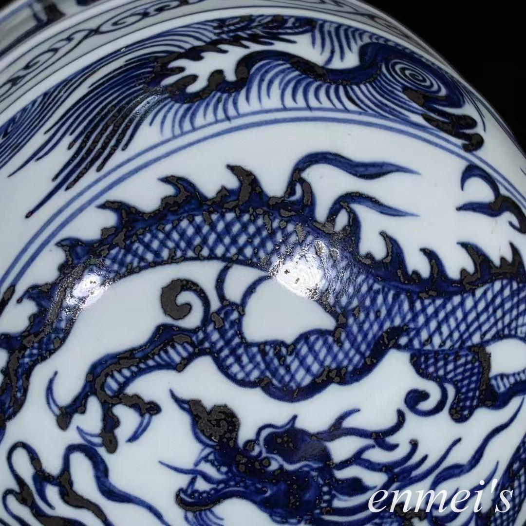 中国古美術✦元代青花龍紋モンゴル包✦文房具・純手描き・細工・置物