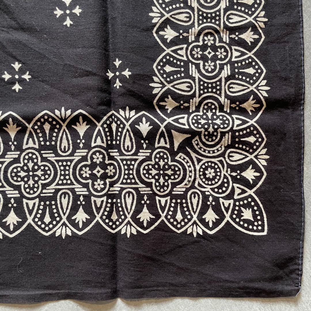 レア　60s アイアンクロス　ブラック　バンダナ　USA製　ビンテージ