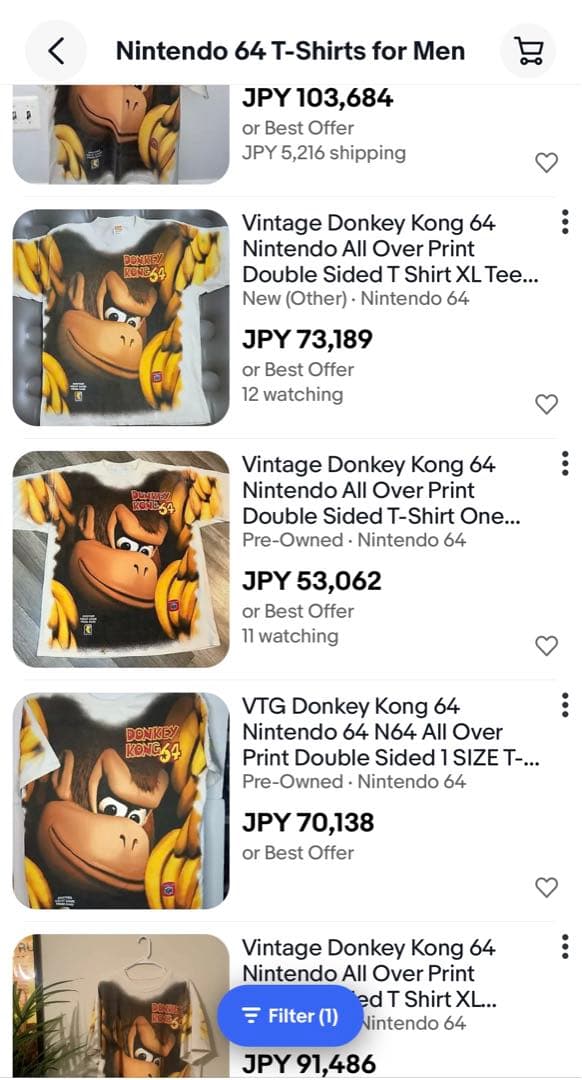 90s Donkey Kong ドンキーコング 総柄 AOP Tシャツ 64 - メルカリ