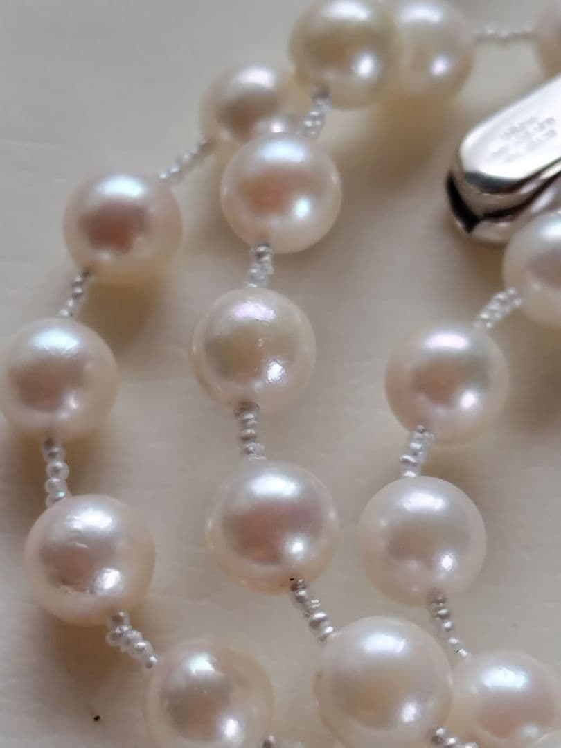 アコヤ真珠、あこや砂芥子パール、オパールの、オメガ風ネックレス