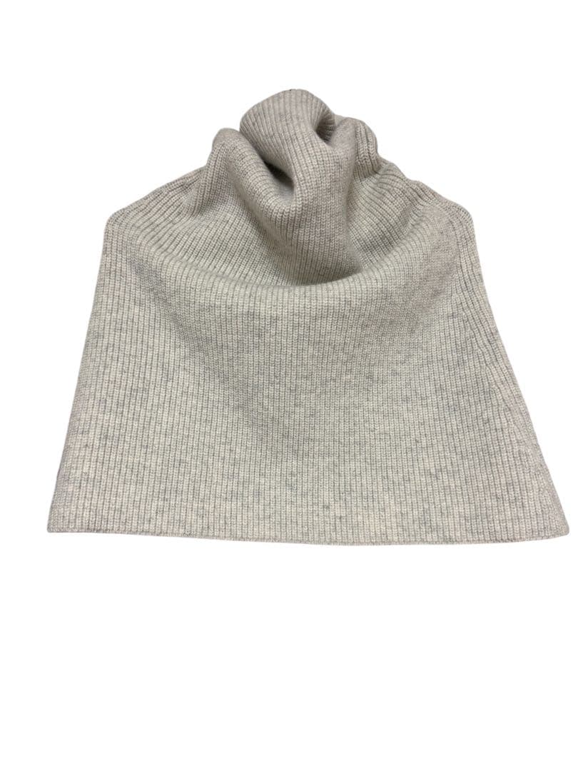 美品 APstudio カシミヤ混 リブニットケープネック ウォーマー　ホワイト