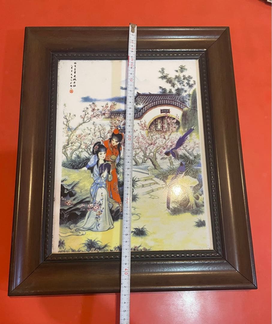 希少 粉彩人物瓷板 中国 古美術〈紅楼夢》モチーフ ラジャ姫 シリーズ