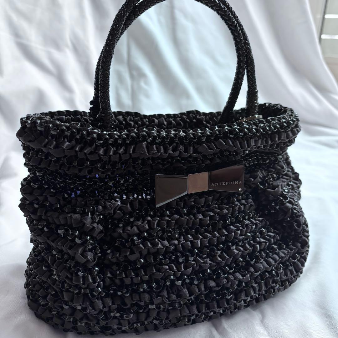 【美品】✨アンテプリマ ワイヤーバッグ　ブラック　リボン