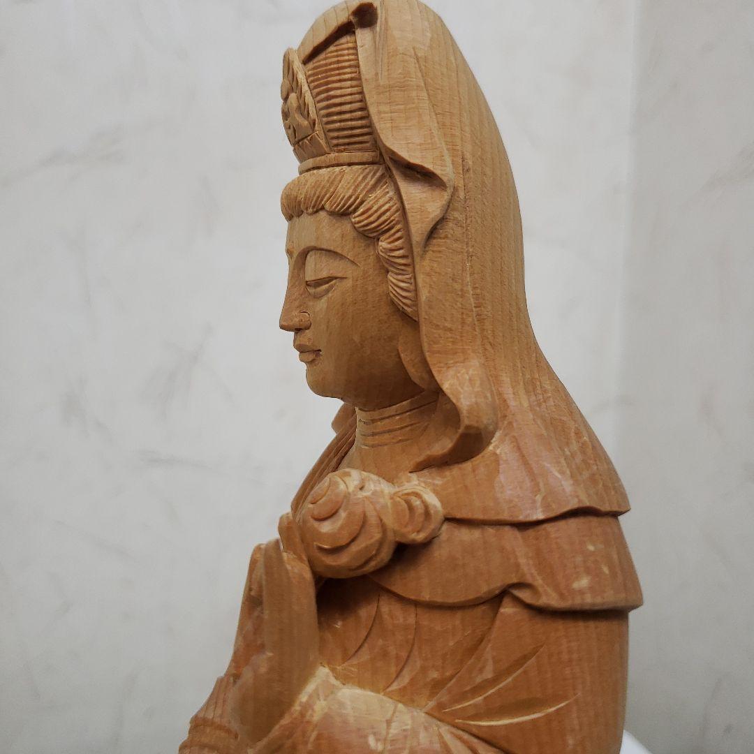 Bフライデー 蔵出し特価仏像☆桧材 滴水観音菩薩像☆高さ：約30cm