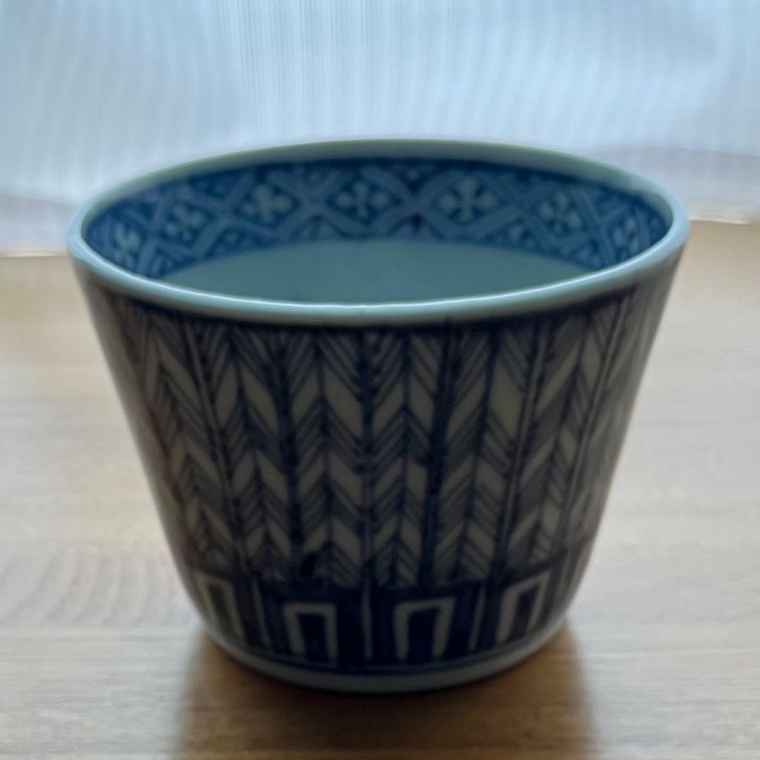 蕎麦猪口　古伊万里　矢羽根　染付　そば猪口　江戸時代　アンティーク　骨董　食器