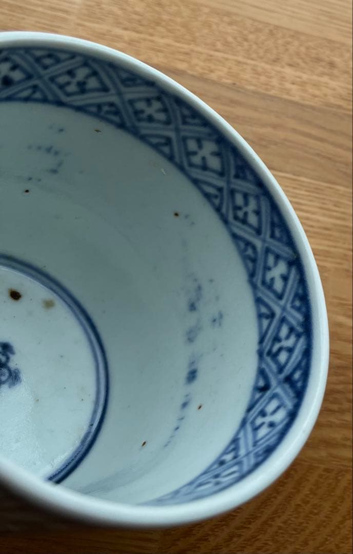 蕎麦猪口　古伊万里　矢羽根　染付　そば猪口　江戸時代　アンティーク　骨董　食器