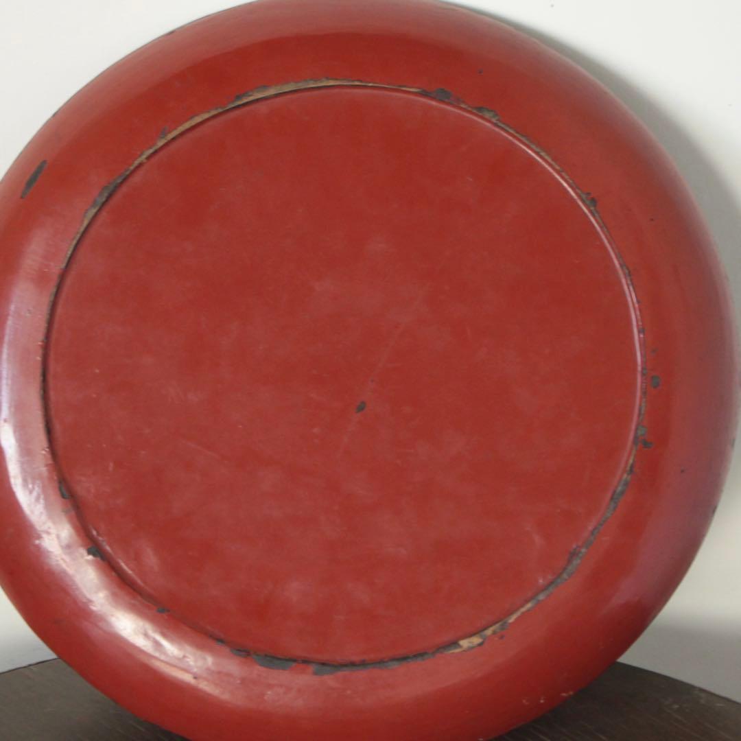 朱塗り 丸盆 幕末明治頃 古道具 アンティーク