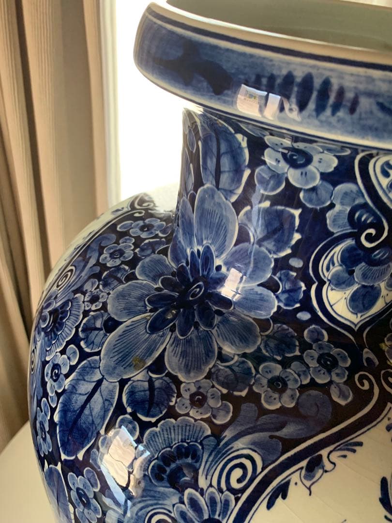 ロイヤルデルフト 破格！オランダのビンテージ超大型花瓶で細かく描き