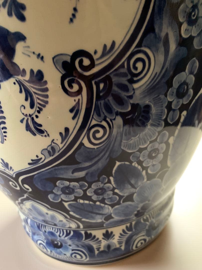 ロイヤルデルフト 破格！オランダのビンテージ超大型花瓶で細かく描き