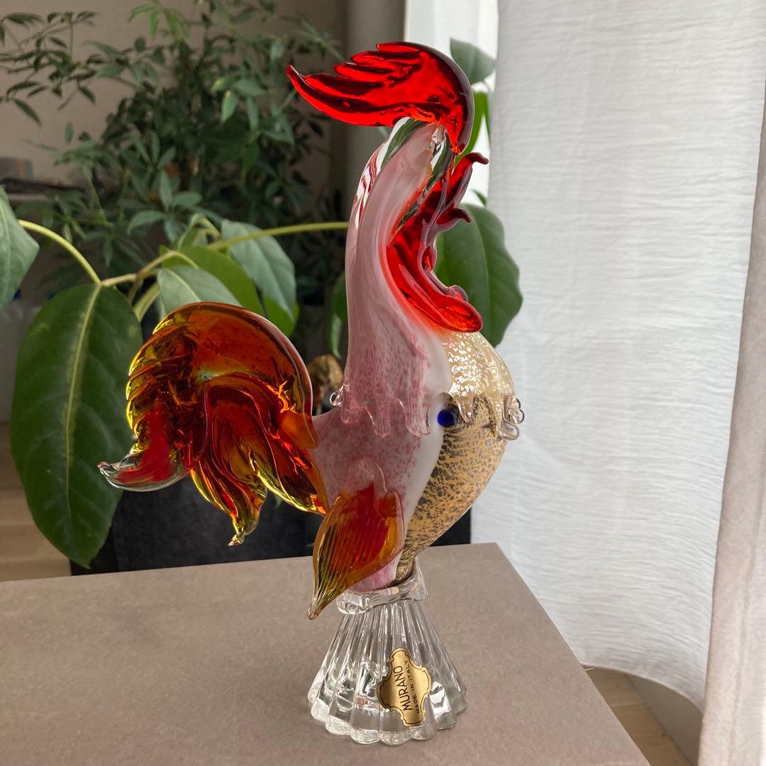 ムラノグラス 鶏 にわとり MURANO ムラーノ ヴェネツィア ガラス細工