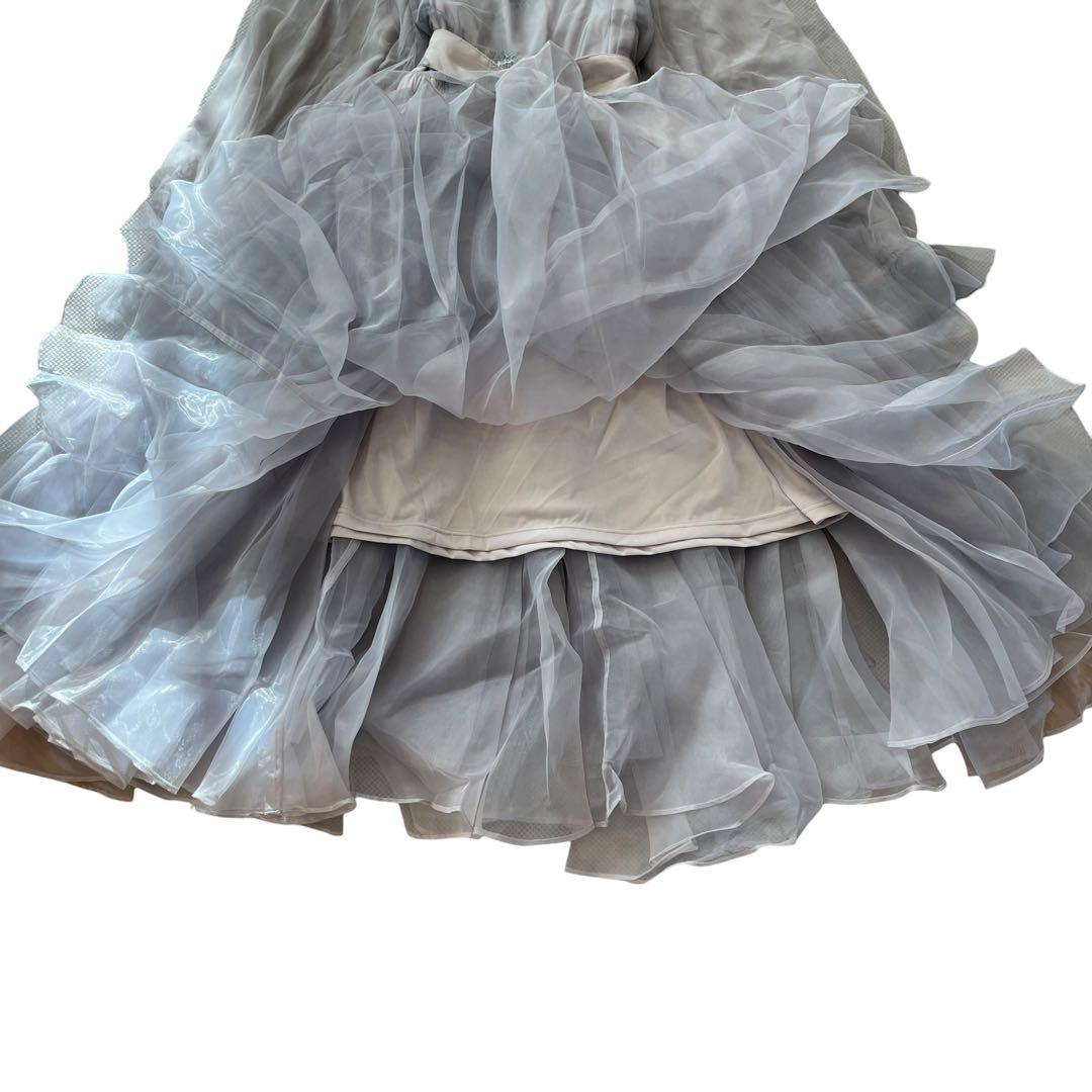 ラベルエチュード ロングワンピース チュール パーティ ウエストリボン