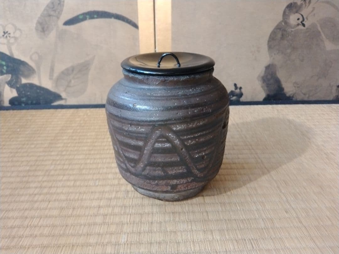 江戸時代前中期 武雄系唐津櫛目水指 壺 骨董 古美術 茶道具 花器 壺 古