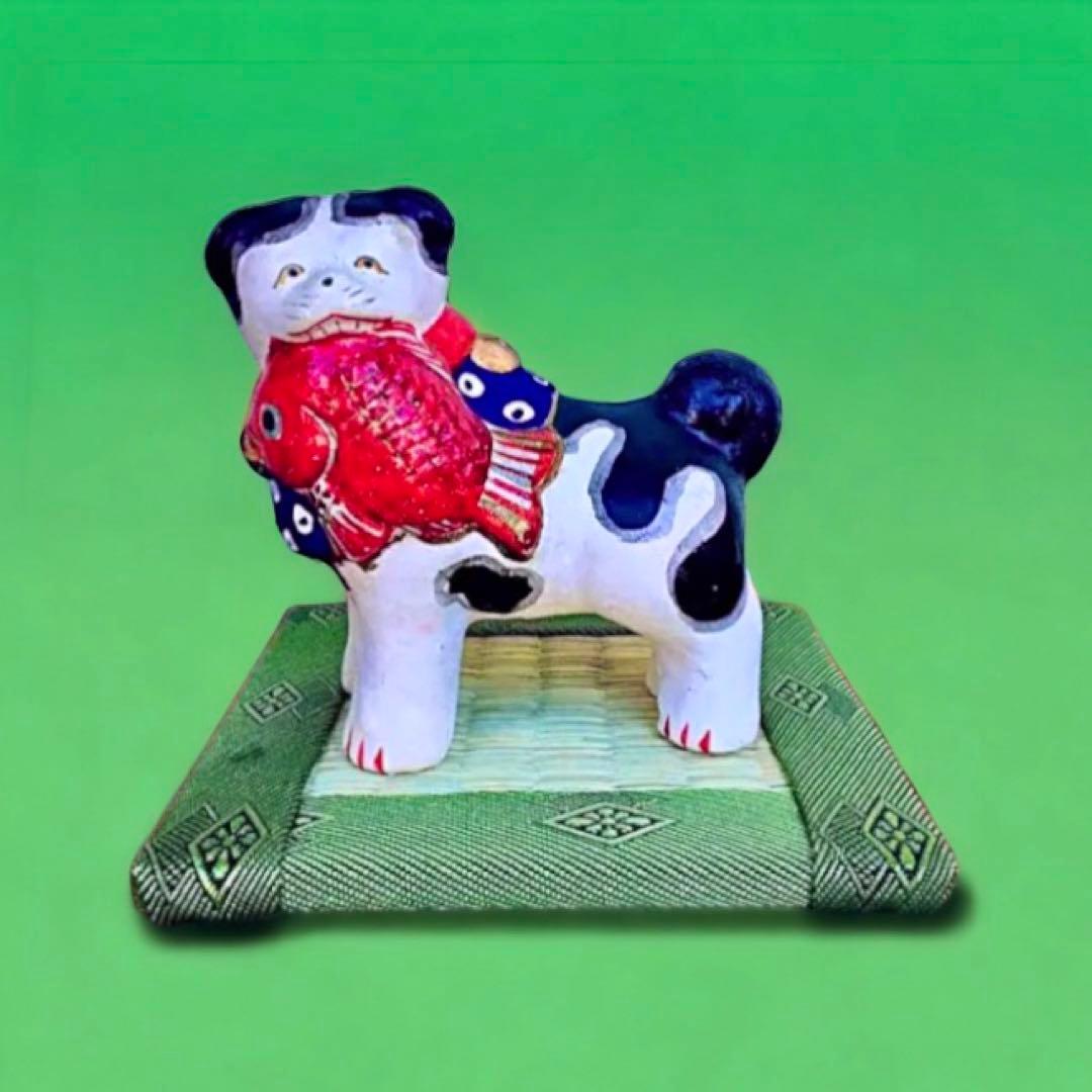 長野県 信州 郷土玩具 中野人形 奈良久雄 鯛狆 鯛咥え狆 農民