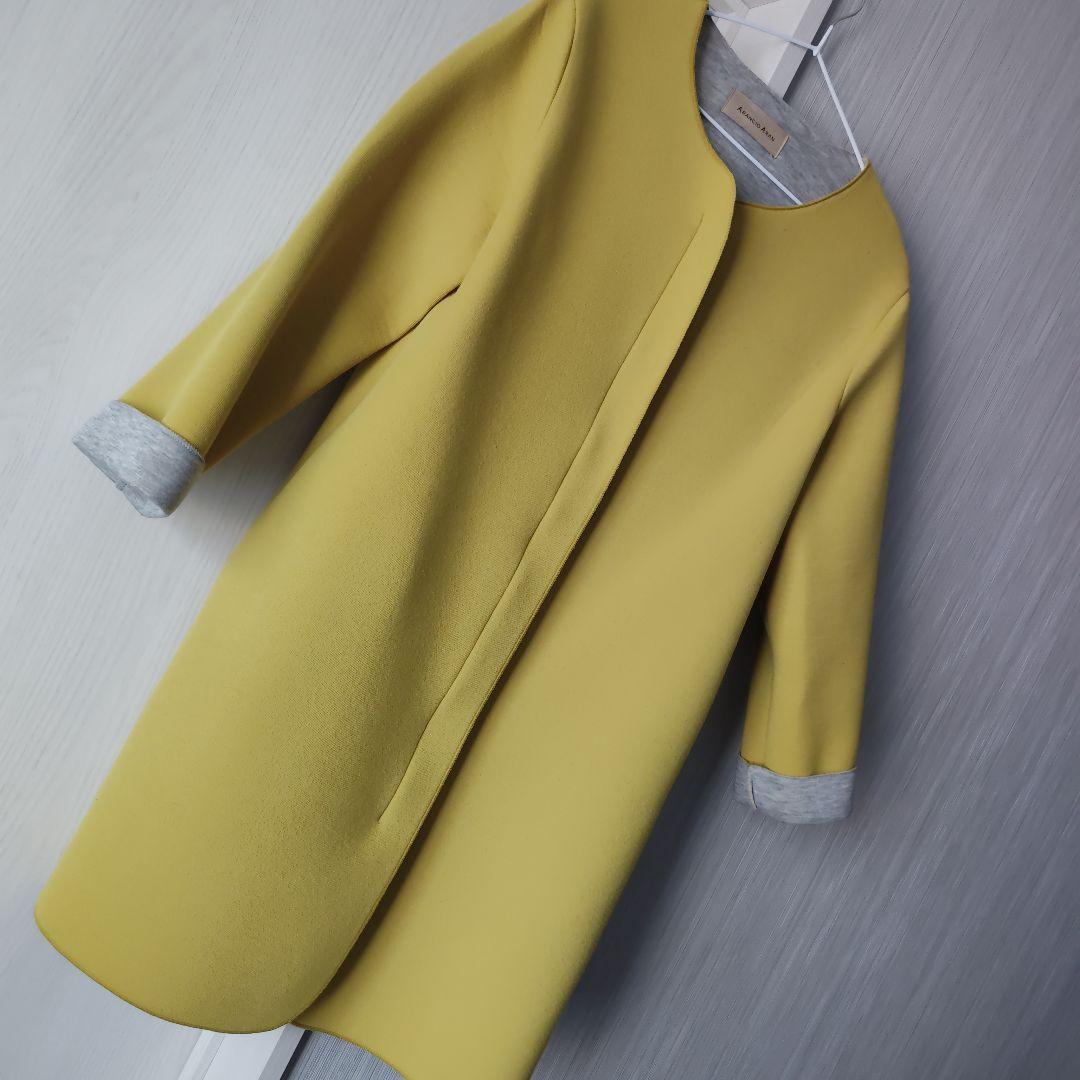 マスタード✕杢グレー ダンボールニットふんわりコート - メルカリ