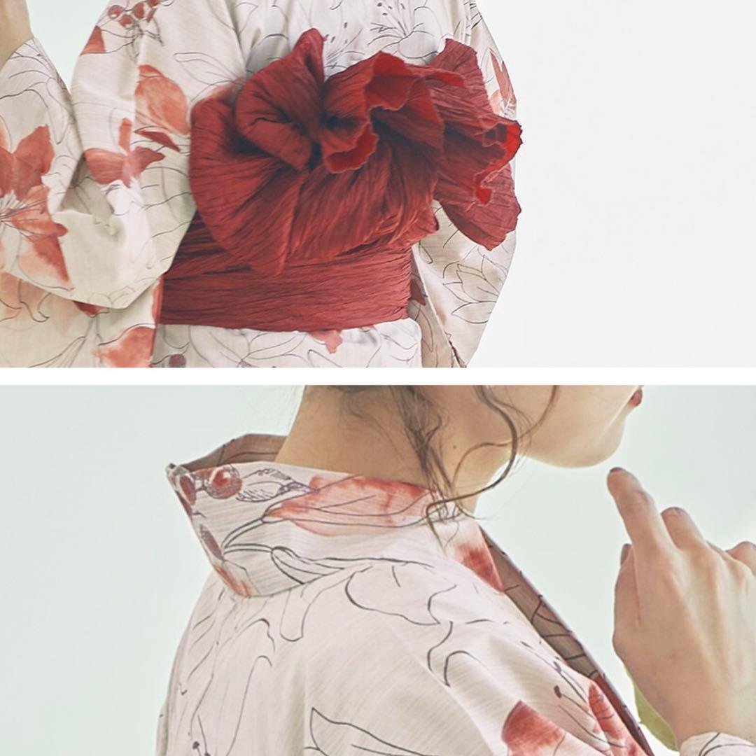 ♡佳奈♡ 花柄浴衣・帯セット　花柄　赤　ベージュ　浴衣　DITA