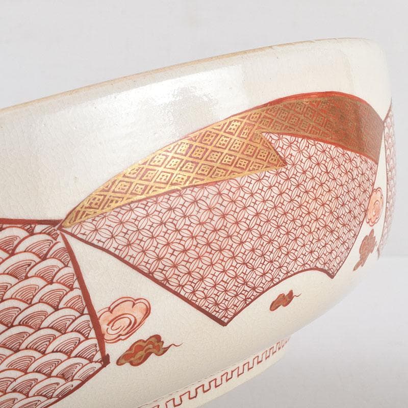 九谷焼 古九谷 赤絵八郎手 龍文 三つ組入れ子 菓子鉢 時代箱 G R9171H