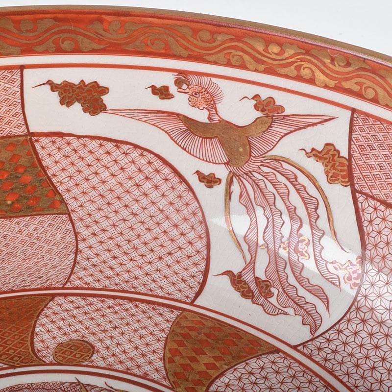 九谷焼 古九谷 赤絵八郎手 龍文 三つ組入れ子 菓子鉢 時代箱 G R9171H