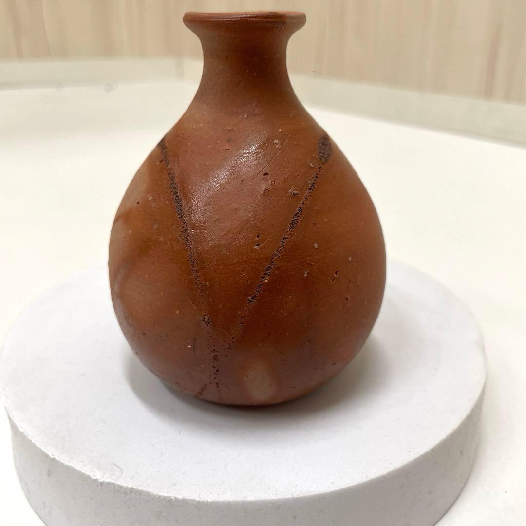 #XG251 陶芸家・酒器・備前焼・伊勢崎紳・緋襷・徳利・共箱・栞付