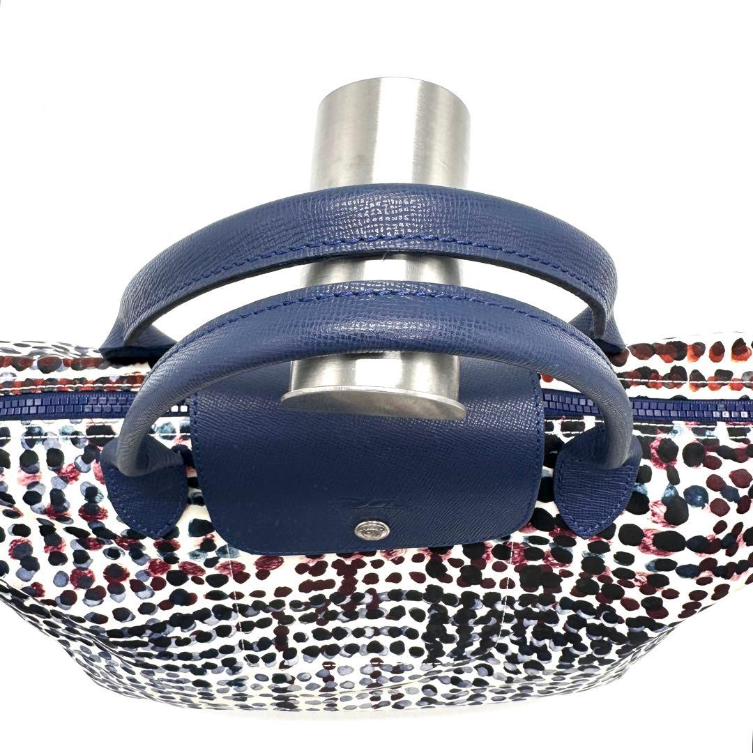 【美品】ロンシャン ル•プリアージュ M ショルダーバッグ2way ネイビー系