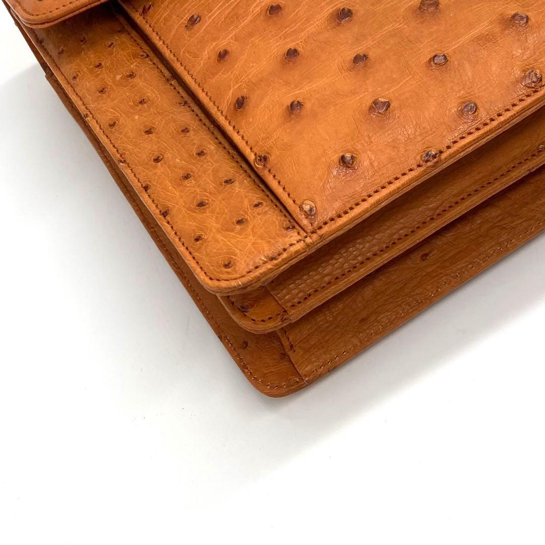 未使用品✨オーストリッチ ハンドバッグ ダイヤル式 フォーマル トップハンドル