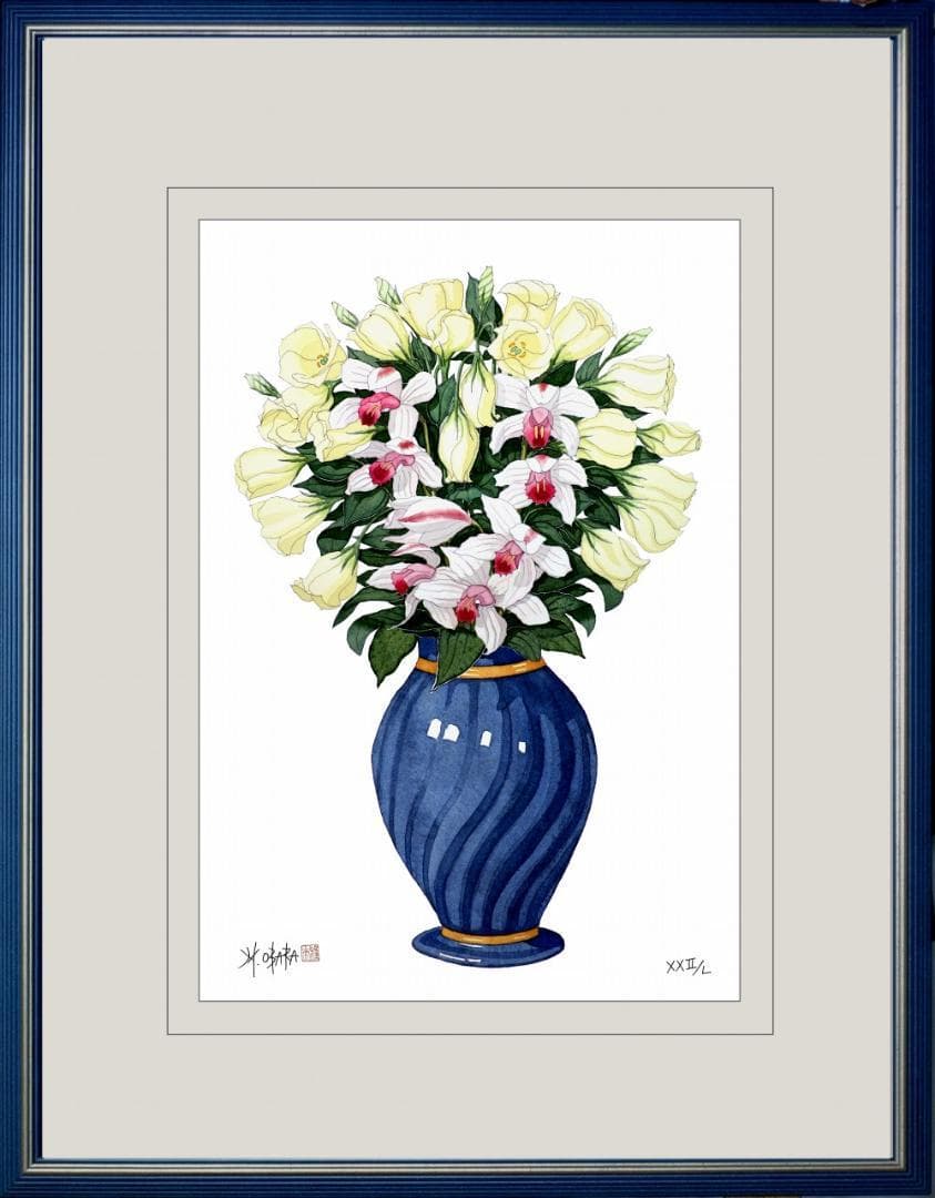 国際展作家「蘭とトルコ桔梗」ル・サロン入/植物画/D・リトグラフ/安野光雅の影