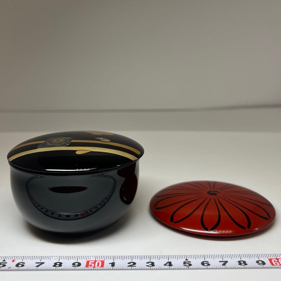 時代 菊紋様 平棗 共箱 高さ5cm 東キ7-1122☆2F